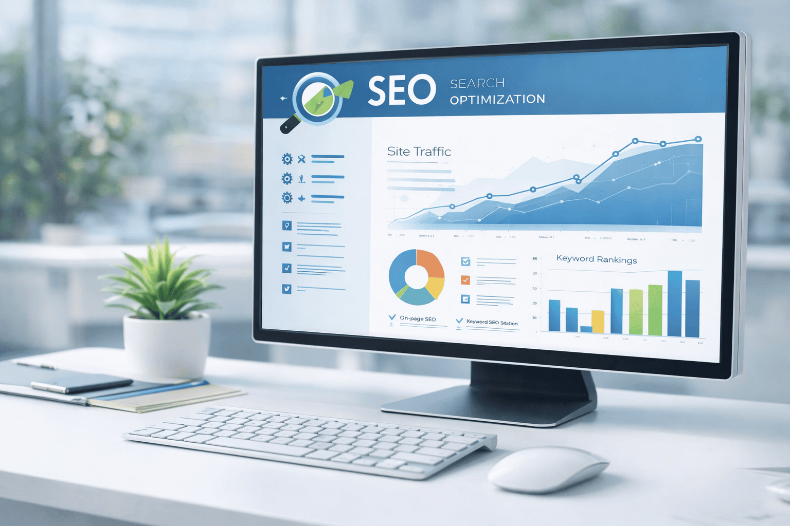 SEO optimization and analytics dashboard for business growth